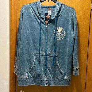 Harley-Davidson Teal Zip-Up Hoodie